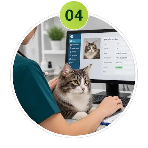 Pet microchip identification record at Tree Pet Veterinary Clinic