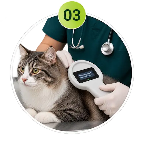 Veterinarian scanning a pet microchip to verify identification