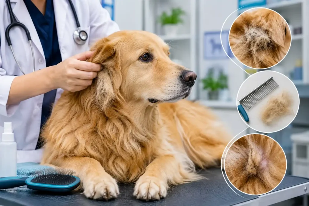 What is matting hair in dogs? Golden Retriever with matted fur