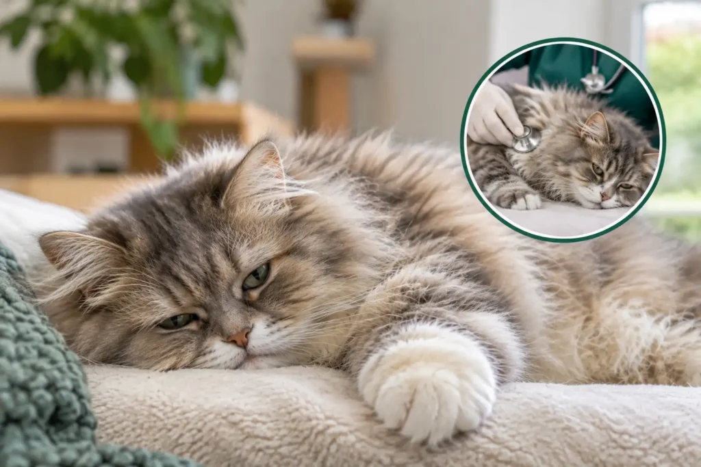 Lethargic cat showing signs of low energy