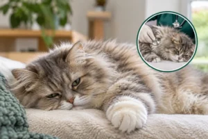 Lethargic cat showing signs of low energy